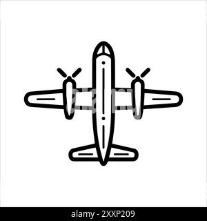 Flugzeugsymbol oder modernes Liniensymbol. Vektorgrafik und Ikonendesign mit auffälligen Konturen. Schwarz-weiß Pixel Perfect minimalistisches Symbol isoliert weiß Stock Vektor