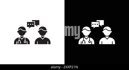 Chat-Beratungssymbol Schwarzer Linie Kunstvektor in schwarz-weiß Umrisse Set Collection Sign Stock Vektor