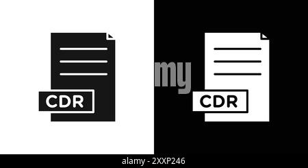 CDR-Datei Dokumentsymbol Schwarzer Strichvektor in Schwarzweiß-Kontur Set Collection Sign Stock Vektor