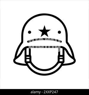 Symbol für Militärhelm oder modernes Liniensymbol. Vektorgrafik und Ikonendesign mit auffälligen Konturen. Schwarzes und weißes Pixel Perfect minimalistisches Symbol isola Stock Vektor