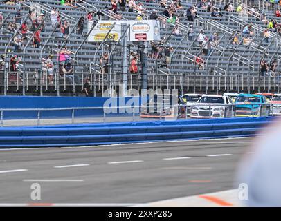 West Allis, Wisconsin, USA. August 2024. Beim Sprecher 150 NASCAR/ARCA Rennen auf der Milwaukee Mile. WILLIAM SAWALICH #18 gewann das Rennen. (Kreditbild: © Scott hasse/ZUMA Press Wire) NUR REDAKTIONELLE VERWENDUNG! Nicht für kommerzielle ZWECKE! Quelle: ZUMA Press, Inc./Alamy Live News Stockfoto