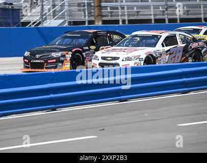 West Allis, Wisconsin, USA. August 2024. Beim Sprecher 150 NASCAR/ARCA Rennen auf der Milwaukee Mile. WILLIAM SAWALICH #18 gewann das Rennen. (Kreditbild: © Scott hasse/ZUMA Press Wire) NUR REDAKTIONELLE VERWENDUNG! Nicht für kommerzielle ZWECKE! Quelle: ZUMA Press, Inc./Alamy Live News Stockfoto