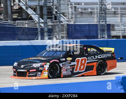 West Allis, Wisconsin, USA. August 2024. Beim Sprecher 150 NASCAR/ARCA Rennen auf der Milwaukee Mile. WILLIAM SAWALICH #18 gewann das Rennen. (Kreditbild: © Scott hasse/ZUMA Press Wire) NUR REDAKTIONELLE VERWENDUNG! Nicht für kommerzielle ZWECKE! Quelle: ZUMA Press, Inc./Alamy Live News Stockfoto