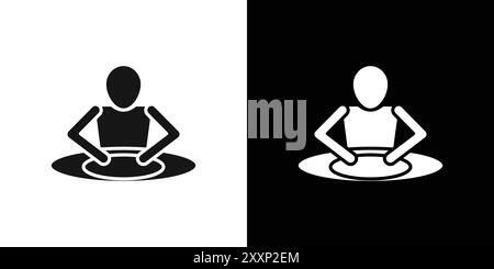 DJ Icon Black Line Art Vektor in schwarz-weiß Umrissset Collection Schild Stock Vektor