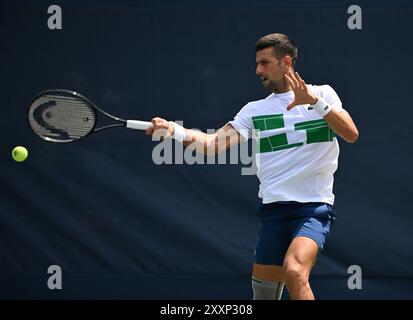 Flushing NY, USA. August 2024. Novak Djokovic wird am 25. August 2024 auf dem Übungsplatz im USTA Billie Jean King National Tennis Center in Flushing Queens gesehen. Quelle: Mpi04/Mediapunch/Alamy Live News Stockfoto