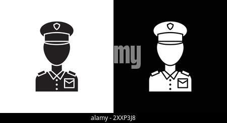 Männlicher Chief Officer Icon Schwarzer Linie Art Vektor in schwarz-weiß Umriss Set Sammlung Zeichen Stock Vektor