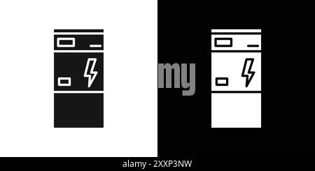 Elektrischer Heizkessel Symbol Schwarze Linie Kunstvektor in schwarz-weiß Umrisse Set Sammlung Zeichen Stock Vektor