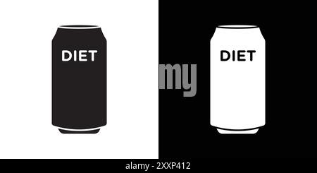 Diät-Getränk-Symbol Schwarze Linie Kunstvektor in schwarz-weiß Umrisse Set Sammlung Zeichen Stock Vektor