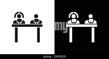 Coworking-Symbol Schwarzer Linie Kunstvektor in schwarz-weiß Umrisse Set Sammlungsschild Stock Vektor