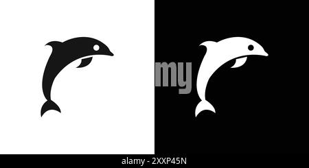 Dolphin Icon Schwarze Linie Art Vektor in schwarz-weiß Umrisse Set Sammlung Zeichen Stock Vektor
