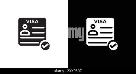 Start-up Visa Icon Black Line Art Vektor in schwarz-weiß Umriss Set Collection Schild Stock Vektor