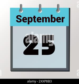 day on the calendar, vector image format, September 25 Stock Vector