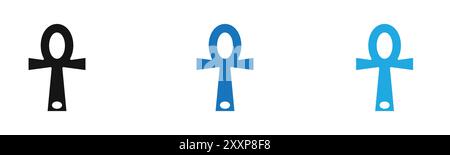 Ankh Icon Outline Kollektion oder Set in Schwarz-weiß Logo Marke isolierte blaue Art Vektor Logo Set Sammlung für Web App ui Stock Vektor