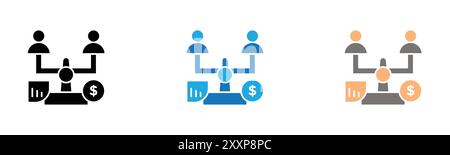 Das Symbol für die Schuldner zeigt die Inkasso- oder Schwarzweißeinziehung an Stock Vektor