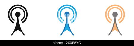 Symbol für Broadcast-Nachrichten umreißen Sammlung oder in Schwarzweiß Stock Vektor