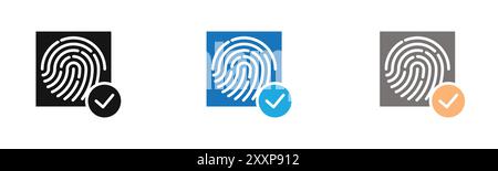 Biometrische Icons in Schwarzweiß Stock Vektor