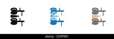 Rediclupathie Redicular Syndrome Outline Kollektion oder Set in Schwarz-weiß Stock Vektor