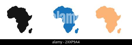 afrika-Kartensymbol-Kollektion oder Set in Schwarzweiß Stock Vektor