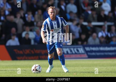 Adam Campbell von Hartlepool United während des Spiels der Vanarama National League zwischen Hartlepool United und Wealdstone im Victoria Park, Hartlepool am Samstag, den 24. August 2024. (Foto: Mark Fletcher | MI News) Credit: MI News & Sport /Alamy Live News Stockfoto