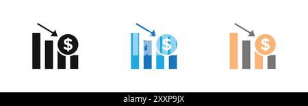 Das Symbol „wirtschaftlicher Verlust“ umreißt die Kollektion oder das Set in Schwarz-weiß Stock Vektor