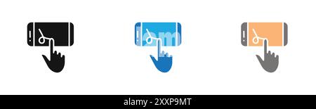 Der Finger bestätigt die Kollektion oder das Set in Schwarz-weiß Stock Vektor