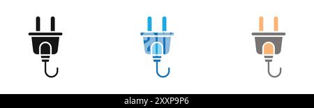 Plug icon Outline Kollektion oder Set in Schwarzweiß Stock Vektor