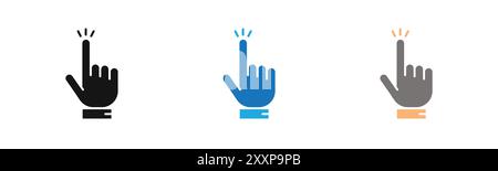 Handklick-Symbol-Kollektion oder Set in Schwarzweiß Stock Vektor
