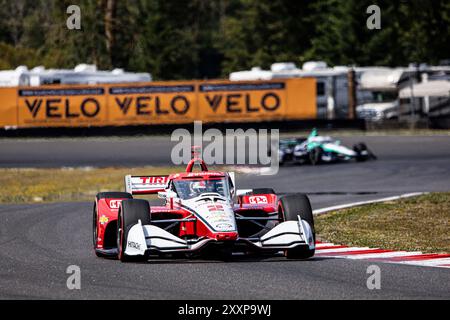Portland, USA. August 2024. 02 NEWGARDEN Josef (usa), Team Penske, Dallara DW12 - Chevrolet, Aktion während des Grand Prix von Portland BitNile.com, 14 Runde der NTT IndyCar Series 2024, auf dem Portland International Raceway, vom 23. Bis 25. August 2024 in Portland, USA - Foto Julien Delfosse/DPPI Credit: DPPI Media/Alamy Live News Stockfoto