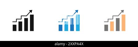 Symbol „Statistik nach oben“ umreißen Sammlung oder in Schwarzweiß festlegen Stock Vektor