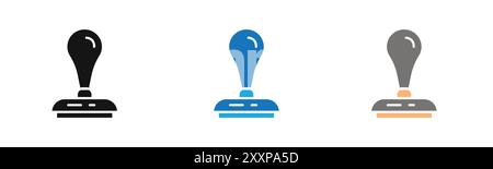 Rubber Stamp Icon Outline Kollektion oder Set in Schwarz-weiß Stock Vektor