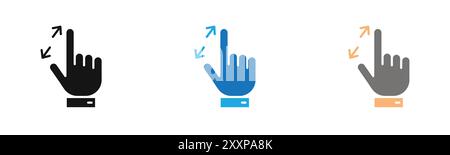 Zoom Gesture Symbol Kontur Sammlung oder Set in Schwarzweiß Stock Vektor