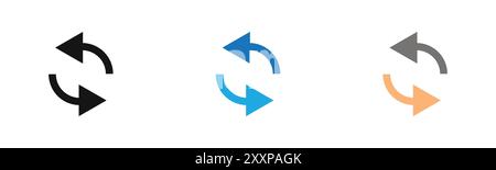 Synchronisierungssymbol umreißen Sammlung oder Set in Schwarzweiß Stock Vektor