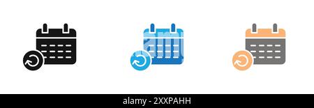 Aktualisieren des Kalendersymbols Gliederung Sammlung oder in Schwarzweiß Stock Vektor