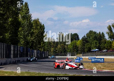 Portland, USA. August 2024. 02 NEWGARDEN Josef (usa), Team Penske, Dallara DW12 - Chevrolet, Aktion während des Grand Prix von Portland BitNile.com, 14 Runde der NTT IndyCar Series 2024, auf dem Portland International Raceway, vom 23. Bis 25. August 2024 in Portland, USA - Foto Julien Delfosse/DPPI Credit: DPPI Media/Alamy Live News Stockfoto
