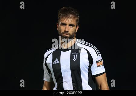 Biella, Italien. August 2024. Filippo Scaglia von Juventus während des Spiels der Serie C im Stadio Vittorio Pozzo - Biella. Der Bildnachweis sollte lauten: Jonathan Moscrop/Sportimage Credit: Sportimage Ltd/Alamy Live News Stockfoto