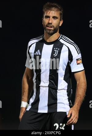 Biella, Italien. August 2024. Filippo Scaglia von Juventus während des Spiels der Serie C im Stadio Vittorio Pozzo - Biella. Der Bildnachweis sollte lauten: Jonathan Moscrop/Sportimage Credit: Sportimage Ltd/Alamy Live News Stockfoto