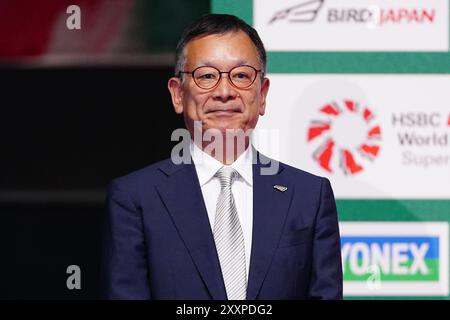 Kanagawa, Japan. August 2024. Mitsuru Murai Badminton : Daihatsu Japan Open 2024 Siegerehrung für Männer in der Yokohama Arena in Kanagawa, Japan . Quelle: AFLO/Alamy Live News Stockfoto