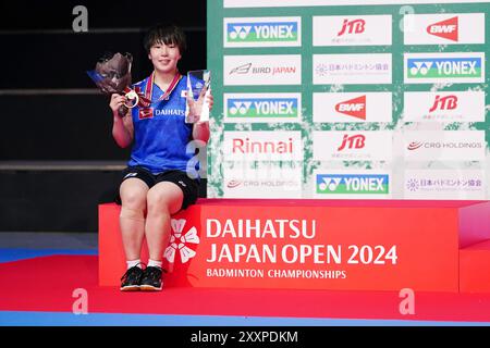 Kanagawa, Japan. August 2024. Akane Yamaguchi (JPN) Badminton : Daihatsu Japan Open 2024 Women's Singles Award Zeremonie in der Yokohama Arena in Kanagawa, Japan . Quelle: AFLO/Alamy Live News Stockfoto