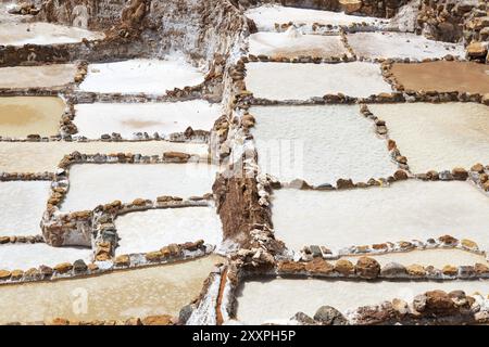 Salzterrassen von Maras in Peru Stockfoto
