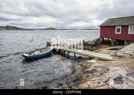 Bootsanlegestelle auf der Insel Orust in Schweden Stockfoto