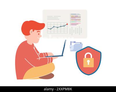Datenschutz Authentifizierung sichere Sicherheit Datensicherung Sperre Zugriff auf modernes Gerätedesign Symbol Illustration Stock Vektor
