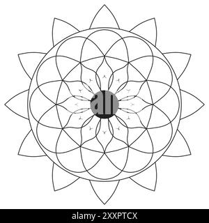 Geometrische Mandala-Konstruktion. Schwarz-weiß-Mandala. Stock Vektor