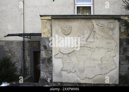 Ostpreußische Karte am Ostheim in Bad Pyrmont Stockfoto