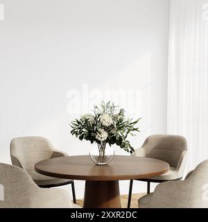Innenmodell Für Leere Wände. Wandposter im Speisesaal, Mockup. Moderner Innenhintergrund. 3D-Rendering Stockfoto
