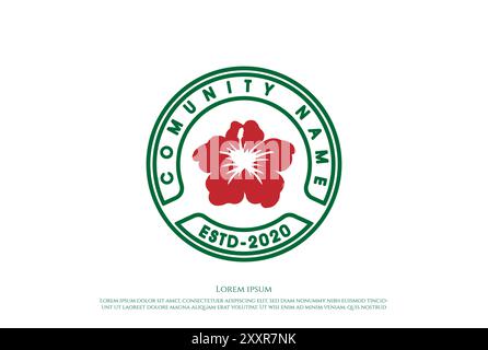 Vintage Retro Hawaiianische Hibiskus Blume Stempel Logo Design Vektor Stock Vektor