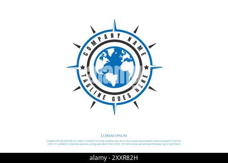 Compass and Globe World for Global Expedition Travel Navigation Logo Design Vektor Stock Vektor