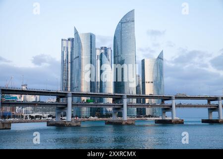 Stadtbild von Haeundae District in Busan City, Südkorea Stockfoto