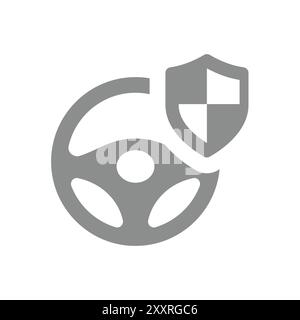 Vektorsymbol für Autoversicherung. Schild und Lenkradsymbol. Stock Vektor