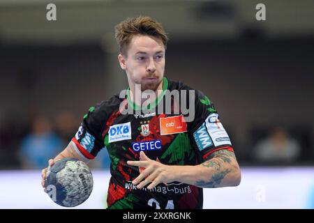 Michael Damgaard (SC Magdeburg #34), DE, MT Melsungen - SC Magdeburg, Handball, Testspiel, Probonio Handball Sommermaerchen, 25.08.2024, Foto: Eibner-Pressefoto - Roland Sippel Stockfoto