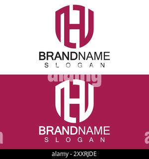 Abstraktes Logo mit H-Abzeichen. Shield Line Form H Monogramm für Firmensicherheitslogo, Cyber, Schutz, Guardian Logotyp. Stock Vektor